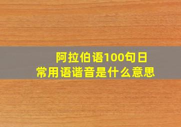 阿拉伯语100句日常用语谐音是什么意思