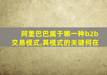 阿里巴巴属于哪一种b2b交易模式,其模式的关键何在