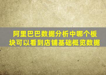 阿里巴巴数据分析中哪个板块可以看到店铺基础概览数据