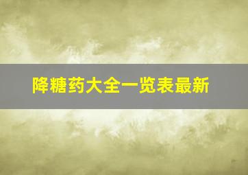 降糖药大全一览表最新