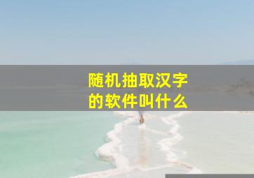 随机抽取汉字的软件叫什么