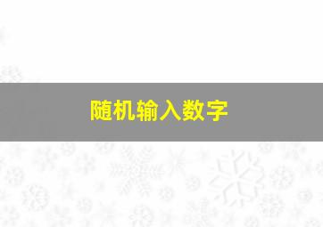 随机输入数字