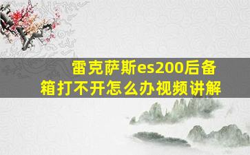 雷克萨斯es200后备箱打不开怎么办视频讲解