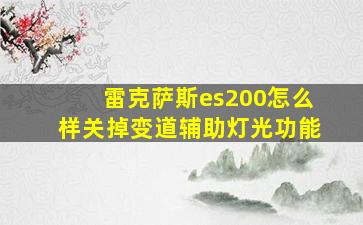 雷克萨斯es200怎么样关掉变道辅助灯光功能