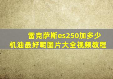 雷克萨斯es250加多少机油最好呢图片大全视频教程