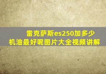 雷克萨斯es250加多少机油最好呢图片大全视频讲解