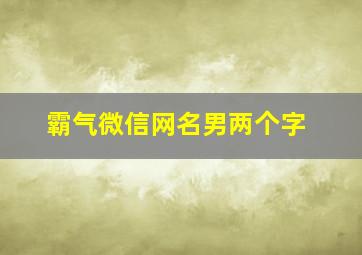 霸气微信网名男两个字