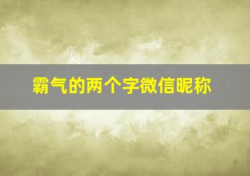 霸气的两个字微信昵称