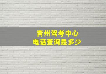 青州驾考中心电话查询是多少