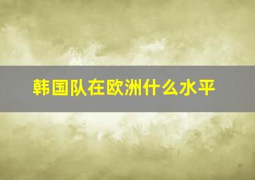 韩国队在欧洲什么水平