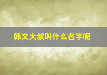 韩文大叔叫什么名字呢