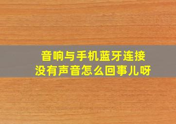 音响与手机蓝牙连接没有声音怎么回事儿呀