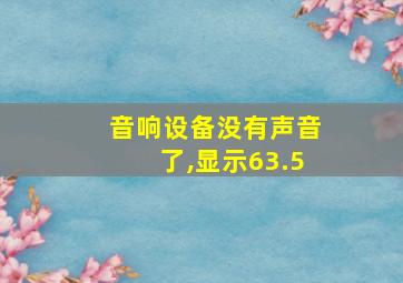 音响设备没有声音了,显示63.5