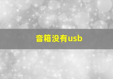 音箱没有usb