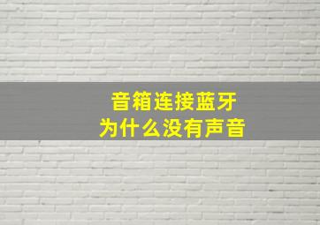 音箱连接蓝牙为什么没有声音