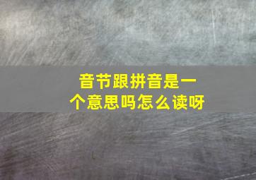 音节跟拼音是一个意思吗怎么读呀