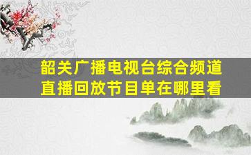 韶关广播电视台综合频道直播回放节目单在哪里看