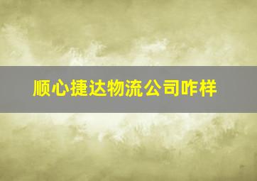 顺心捷达物流公司咋样