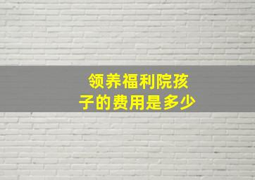 领养福利院孩子的费用是多少