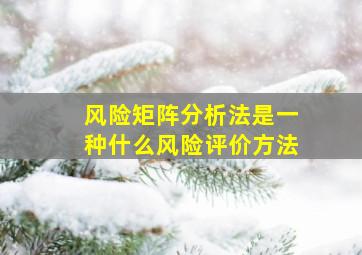 风险矩阵分析法是一种什么风险评价方法