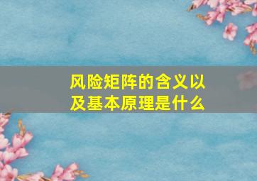 风险矩阵的含义以及基本原理是什么