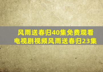 风雨送春归40集免费观看电视剧视频风雨送春归23集