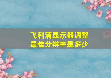 飞利浦显示器调整最佳分辨率是多少