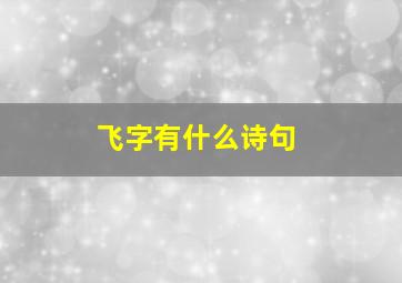 飞字有什么诗句