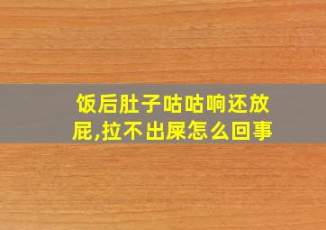 饭后肚子咕咕响还放屁,拉不出屎怎么回事