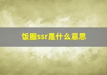 饭圈ssr是什么意思