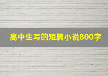 高中生写的短篇小说800字