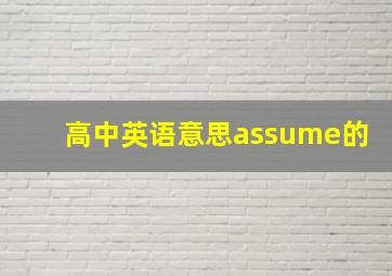 高中英语意思assume的