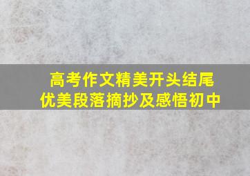 高考作文精美开头结尾优美段落摘抄及感悟初中