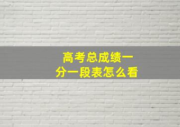 高考总成绩一分一段表怎么看