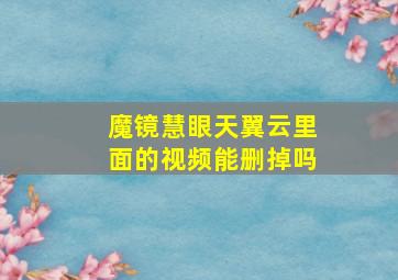 魔镜慧眼天翼云里面的视频能删掉吗