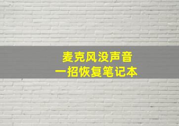 麦克风没声音一招恢复笔记本