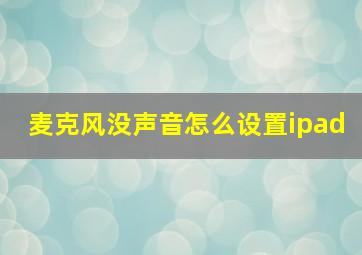 麦克风没声音怎么设置ipad