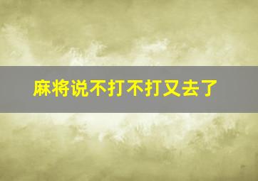 麻将说不打不打又去了