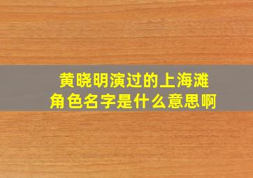 黄晓明演过的上海滩角色名字是什么意思啊