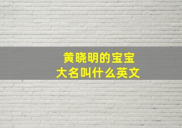 黄晓明的宝宝大名叫什么英文