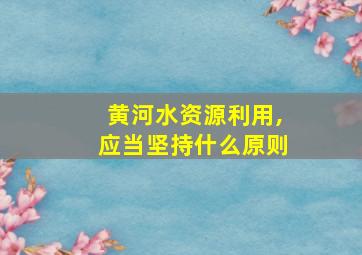 黄河水资源利用,应当坚持什么原则