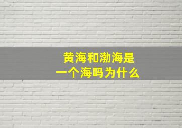 黄海和渤海是一个海吗为什么