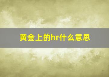 黄金上的hr什么意思