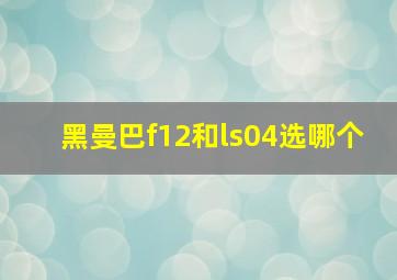 黑曼巴f12和ls04选哪个