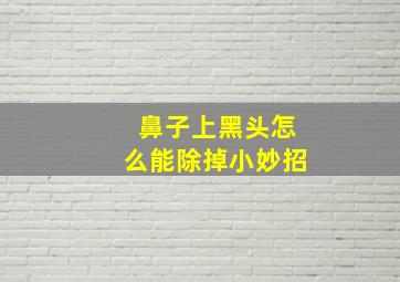 鼻子上黑头怎么能除掉小妙招