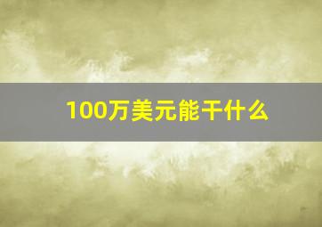 100万美元能干什么