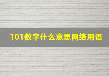 101数字什么意思网络用语