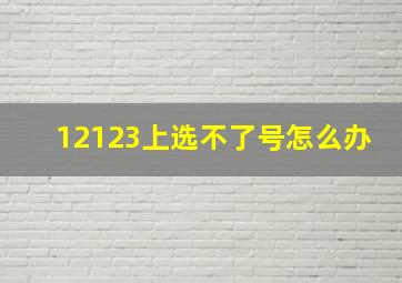 12123上选不了号怎么办