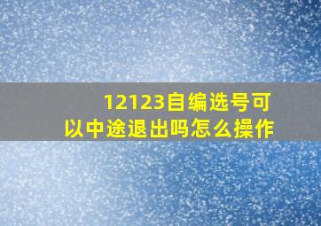 12123自编选号可以中途退出吗怎么操作