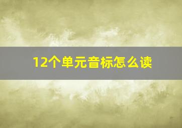 12个单元音标怎么读